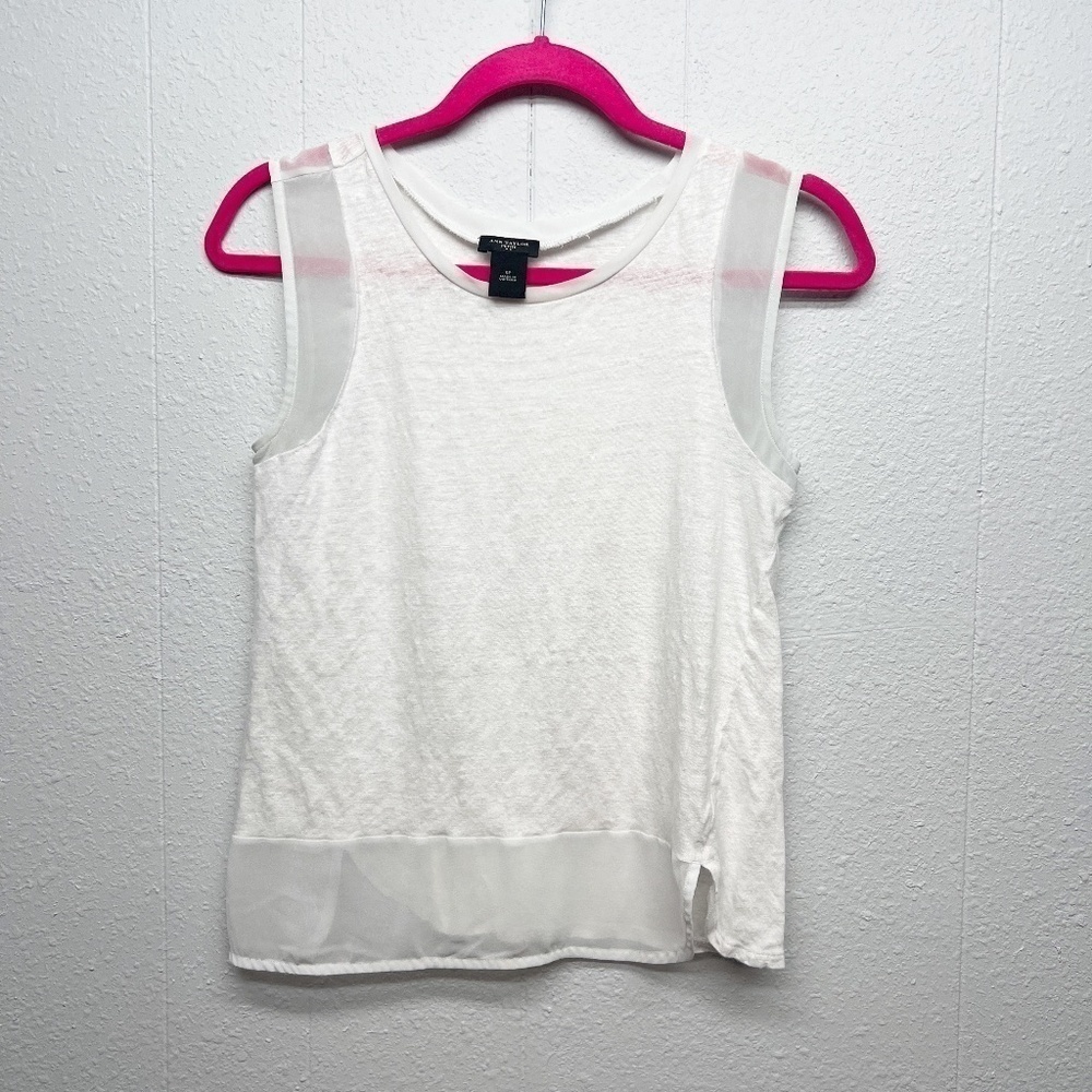Ann Taylor 100% Linen Woven Coastal Girl Lagenlook Womens Tank Top Size Small P